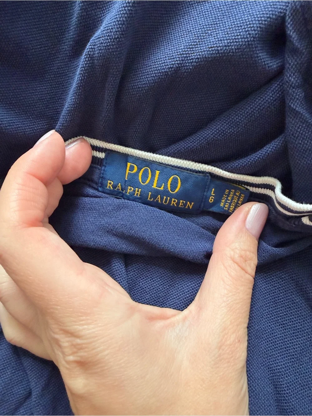 Ralph Lauren Navy Short-Sleeve Polo Tee with Contrast Neck Trim